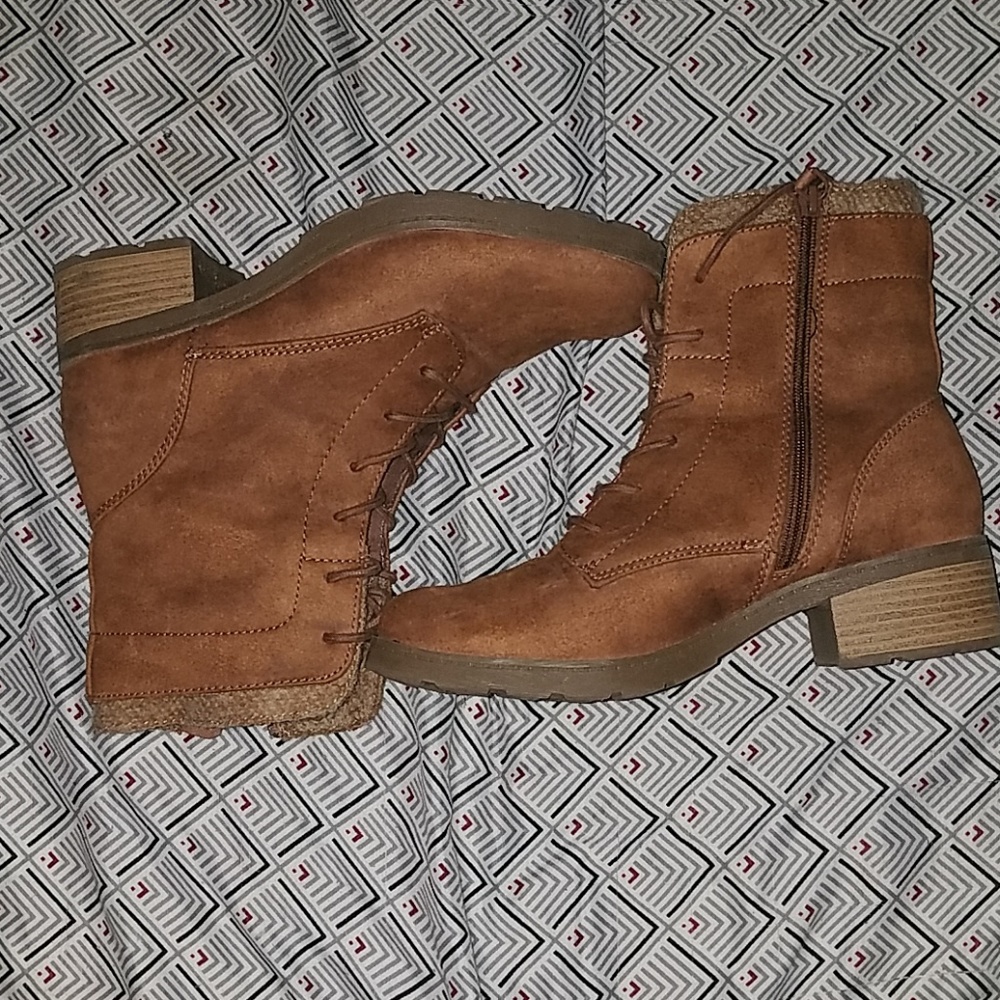 cognac low boots
